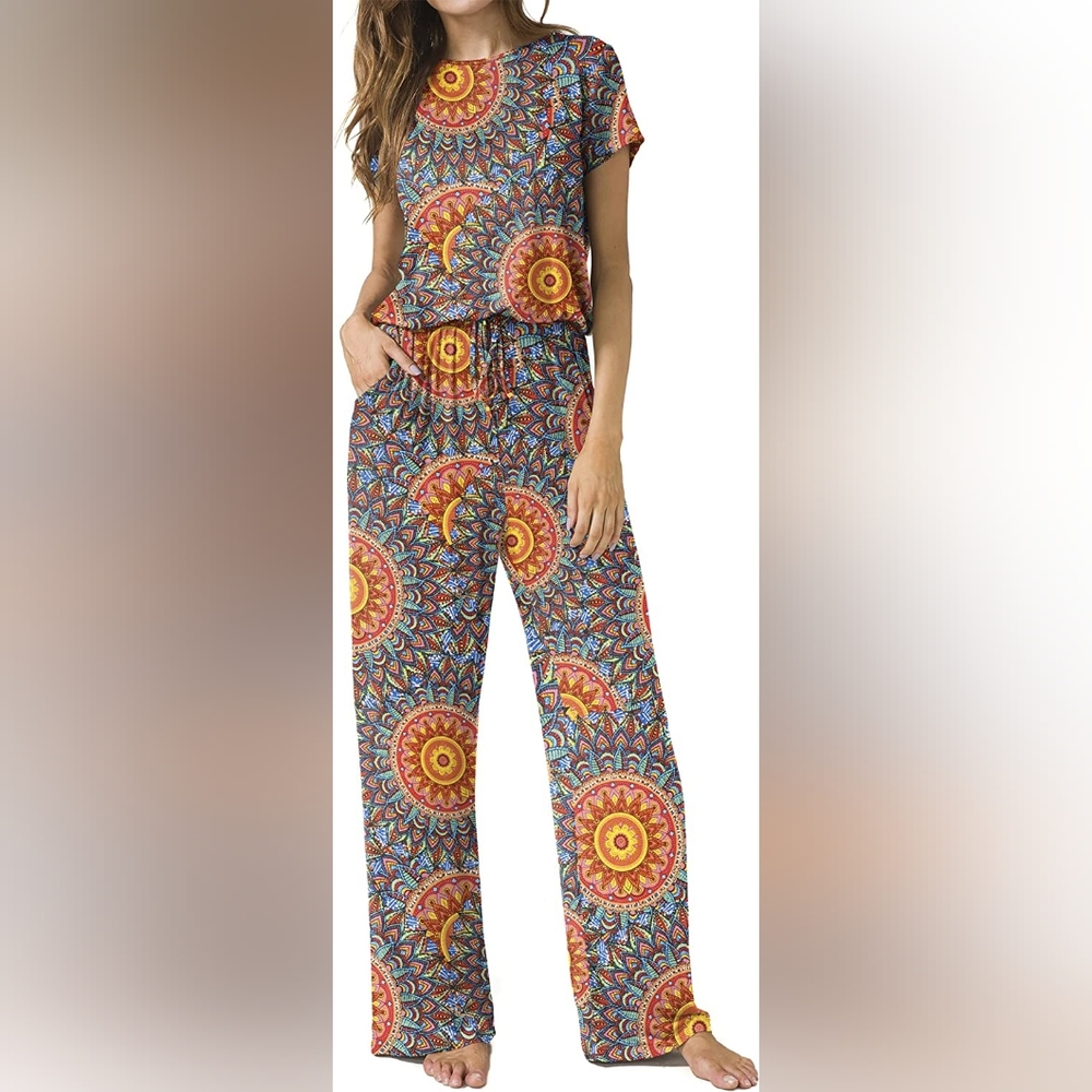 *NWT* LAINAB Short sleeve jumpsuit with drawstring Women sz S